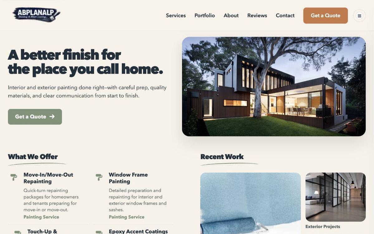 David Abplanalp's Painting & Wall Coverings website screenshot